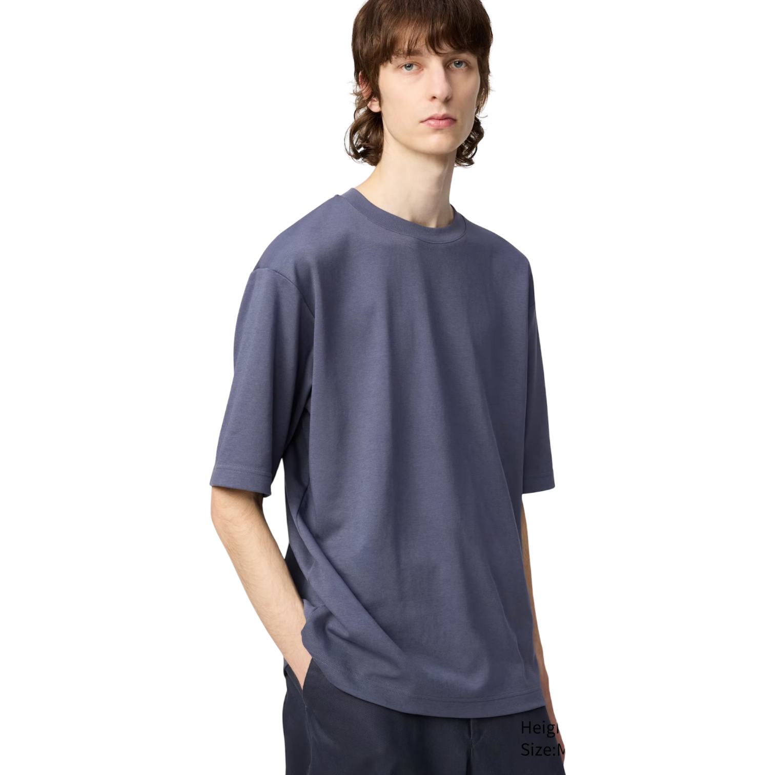 Uniqlo AIRism Oversized T-Shirt Navy Blue